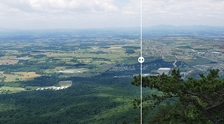 A landscape view of a green valley
