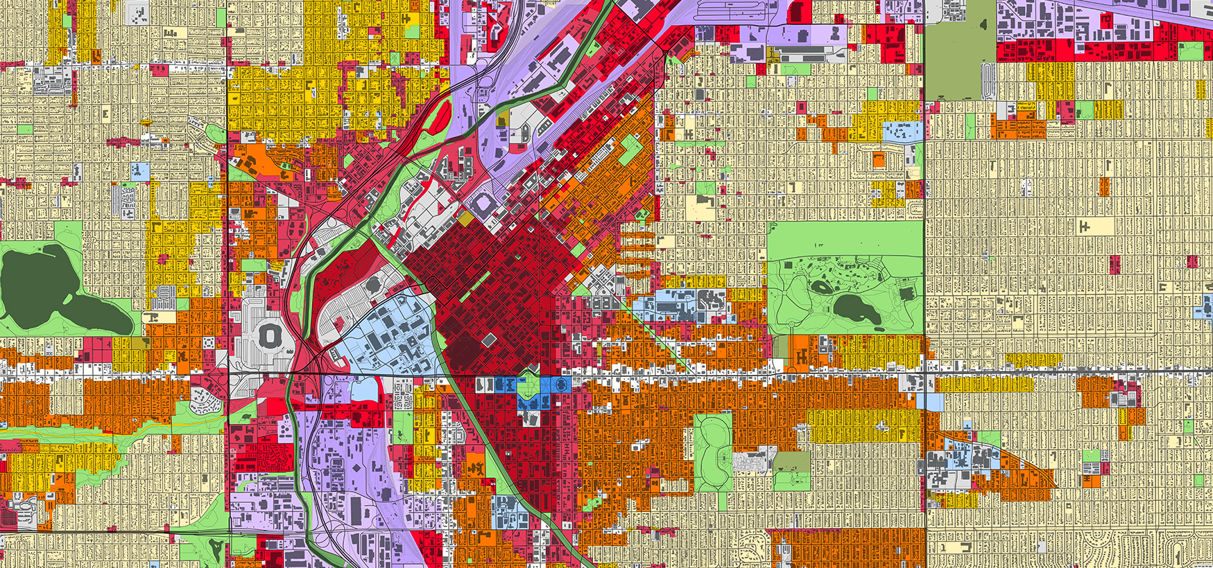 A multicolored parcel map 