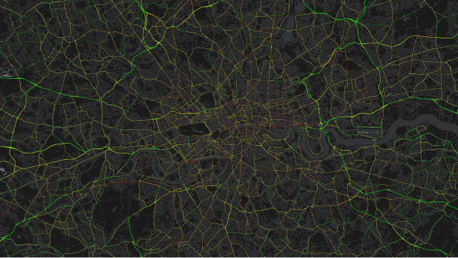 A map displaying a complex, interconnected network of routes